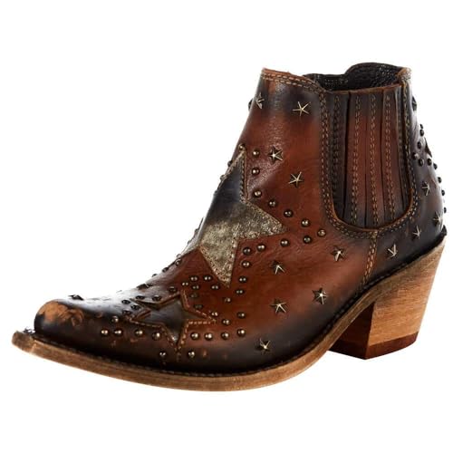 Women`s Black Brown Star Bootie