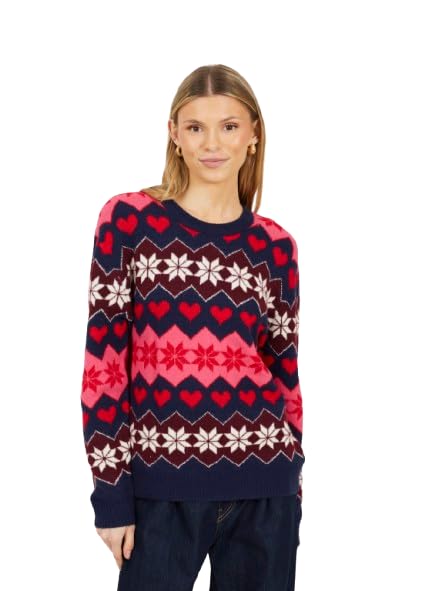 kraftd Christmas Jumpers for Women Long Sleeve Casual Pullover Tshirts | Christmas Tops | Sweatshirt | Ladies Jumper (Navy M)