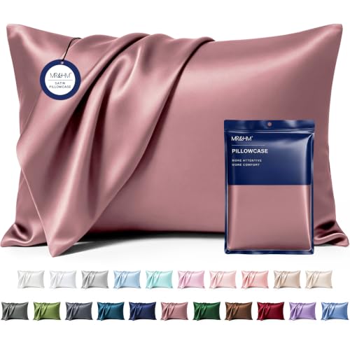 Image of MR&HM Satin Pillowcase for Hair and Skin, Silk Satin Pillowcase 2 Pack, King Size Pillow Cases Set of 2, Silky Pillow Cover with Envelope Closure (20x40, Rose Taupe)