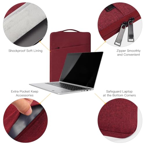 Image of Laptop Sleeve 17 17.3 Inch for HP Pavilion 17 / Envy 17 / Dell Inspiron XPS /Lenovo IdeaPad ThinkPad /LG Gram /MSI /ASUS ACR Notebook /Razer Blade Pro 17 Computer Bag, Wine Red