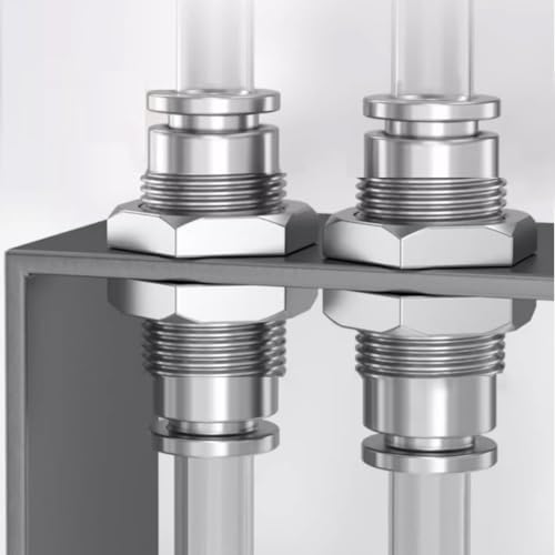 Image of 2Pcs Bulkhead Union 1 /2 inch x 1 /2 inch Tube OD Push to Connect Tube Fitting