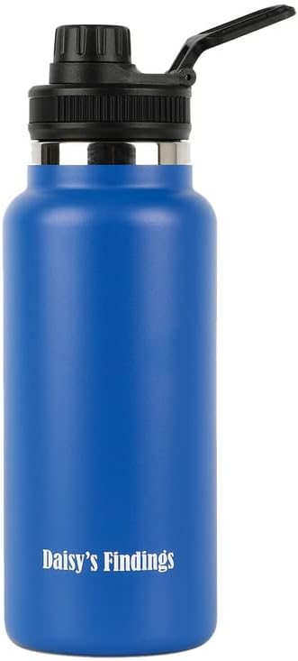 DAISY'S FINDINGS Insulated Water Bottle | Stainless Steel Water Bottles | Water Bottle For Hiking | Sports Water Bottle | 32 Oz Insulated Water Bottle | Simply Modern Water Bottle | Blue