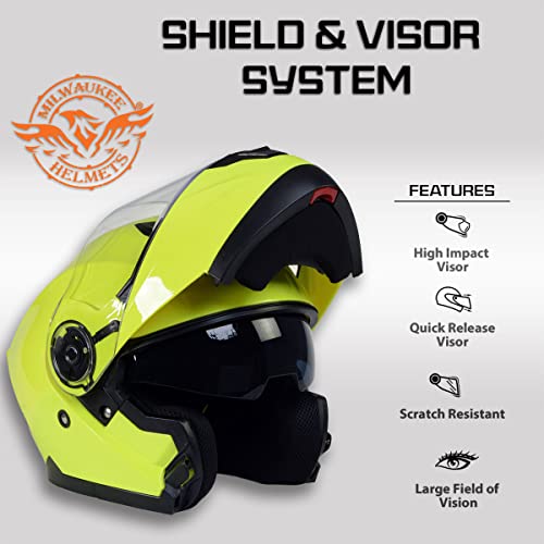 Milwaukee Helmets Mph9819Dot 'Breeze' Green Advanced Motorcycle Modular Helmet For Men And Women Biker W/ Drop Down Visor - X-Large #TOP4