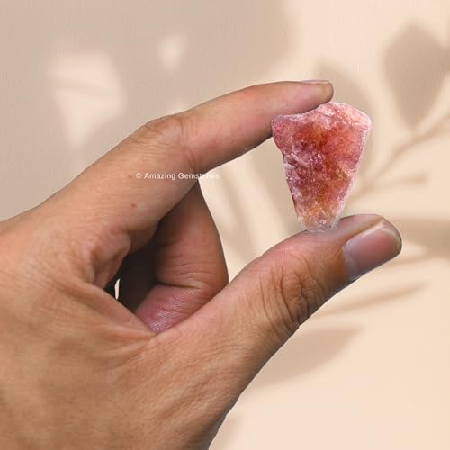Image of Amazing Gemstone Strawberry Quartz Raw Crystals and Healing Stones, Natural Rocks for Tumbling and DIY Raw Stones and Crystals (2 Pieces)