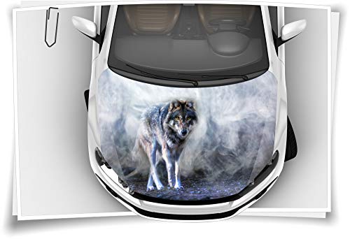 Medianlux Motorhaube Auto-Aufkleber Wolf Nebel Rauch Wildnis Alpha Tiere Steinschlag-Schutz-Folie Airbrush Tuning Car-Wrapping Luftkanalfolie Digitaldruck Folierung am1a4216
