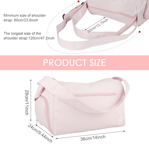Image of PALAY Gym Bag with Shoe Compartment Pink Waterproof Women Travel Duffel | Lightweight Polyester, Shoulder Duffel with Wet Pocket, Carry on Tote for Swimming, Yoga, Dance, Workout, Travelling