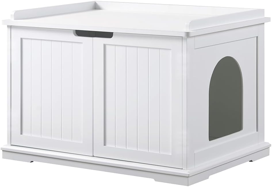 unipaws Cat Litter Box Enclosure Furniture, Hidden Litter Box Cover