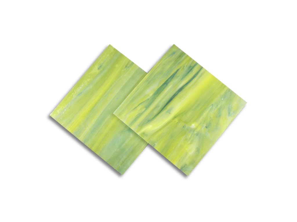 Stained Glass from Sai Mosaic Art, 2 Pc of 4"x4" for Mosaic Work Yellow Green