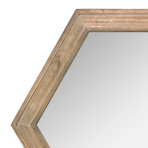 Miroir de salon hexagonal bois rustique décoration murale 61cm - 6