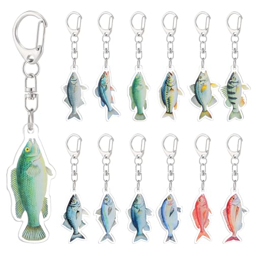 Yomaiha 24pcs Fishing Keychain Gifts for Men, Fishing Party Favors
