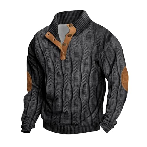 Felpa Senza Cappuccio Uomo Invernale Taglie Forti Giacca Casual Maglia Stampa Calda Classic Autunno Inverno Loungewear Sportivo Comodo Giacchina Vintage alla Moda Sweatshirt Elegante Basico