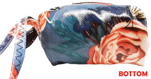 Printed Nylon Wristlet Coin Purse Small Zipper Pouch for Makeup Accessories Daily Essentials Compact Change Wallet with Strap for Women (Style 1)4