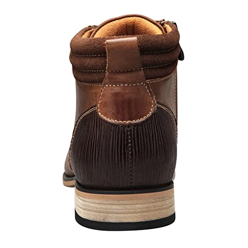 ANUFER Uomo Vintage Allacciare Pelle Stivali Zip