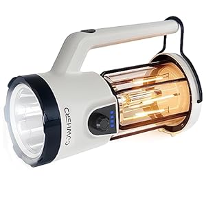 Camping Lantern with Rechargeable Flashlights – LED Camping Lights with Flashlight and Lantern Mode – Ideal for Power Outages, Spotlight, Searchlight, Outdoor, Hiking, Emergency