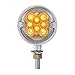 GG Grand General 78553 Amber/Red Double Faced 16 LED Light with Chrome Die Cast Housing and Clear Lens