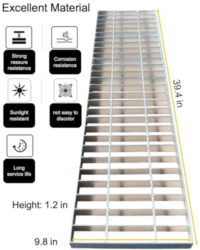 Image of Galvanized Steel Drain Grate, Driveway Channel Cover 40x10 in
