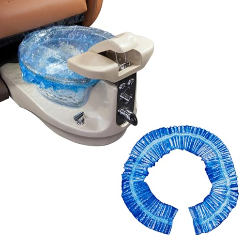 Transparent Blue Pedicure Liners Disposable Pedicure Bowl Liners with Elastic Band Unbreakable Pedi Liners Disposable fits Most Pedicure Tub for Pedicures Foot Spa Home Use (25pcs)