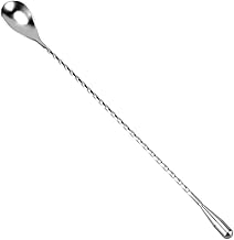 Colher de barra, colher de mistura de aço inoxidável, colher de torção de mistura de cabo longo ferramenta de agitação de bebida padrão espiral colher de bar colher de mexer colher com cabo longo