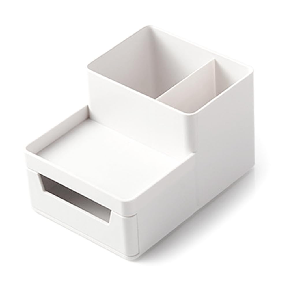 CTRLZS Small Makeup Brush Holder Organizer,Mini Cosmetic Countertop,Skincare Storage for Desk, Vanity,Bathroom Counter White