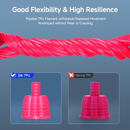 Image of Reprapper Silk TPU Filament, 95A Shore Hardness, 1kg TPU 1.75mm, Elastic 3D Printer Filament, Flexible & Soft Filament for 3D Printer (± 0.03mm) 2.2lb, Pink
