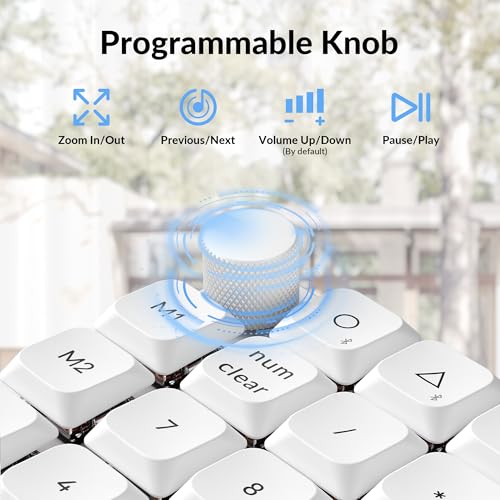 Image of Keychron K0 Max QMK Wireless Custom Number Low-Profile RGB Backlit (Hot-Swappable) Silent Red Switch Keypad, 2.4 GHz & Bluetooth 5.3 Connection, 1000Hz Polling Rate - White