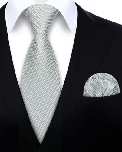 Image of HISDERN Mens Tie Set Classic Woven Ties and Pocket Square Cufflinks Set Formal Business Wedding Neckties Handkerchief