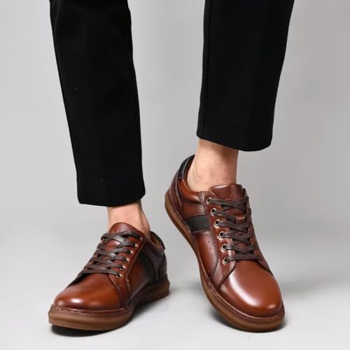 Image of Arkbird Casual Sneakers, Breathable Lace-Up Leather Walking Shoes Comfortable Fashion Sneakers for Men Daily Work