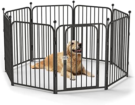 Dog Playpen, 8 Panels Dog Pen Indoor Outdoor 32-Inch Height Puppy Playpen Pet Fence Gate with Doors for Large/Medium/Small Dogs, Exercise Pen for Yard, Camping