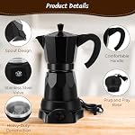 6 Cup Electric Espresso Coffee Maker 300ml Aluminum,Black - Image 5