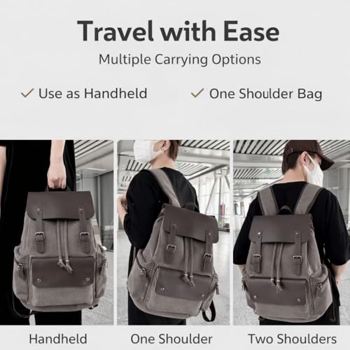 Image of CAVALO - Be Unique Canvas Backpack for Men & Women | 14 Inch Laptop Backpack | Lightweight Travel College Office Bag with PU Leather Flap & Magnetic Closure
