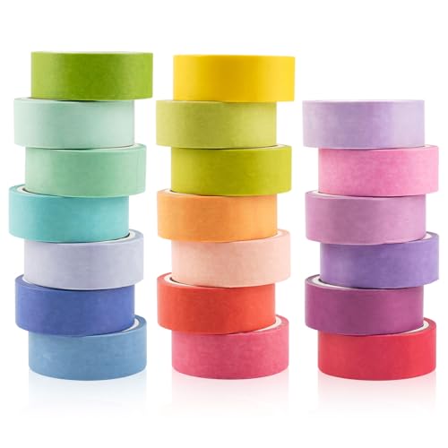 20 Rollen Washi Tape Set, Regenbogenfarben Masking Tape, Dekorative Washi Tape...
