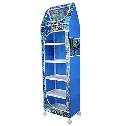 Image of Little One's | 6 Plastic Shelves Baby Wardrobe /Toy Organizer, ISI Certifed | Jungle Blue | TB6 /AB