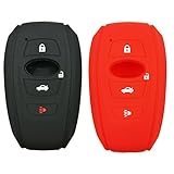 2Pcs Coolbestda 4 Buttons Smart Key Fob Protector Case Cover Keyless Entry Shell for 2016 2017 Subaru Forester Sti 2017 Outback 2015 2016 XV Crosstrek Impreza 2014-2017 BRZ 2016 WRX Black Red
