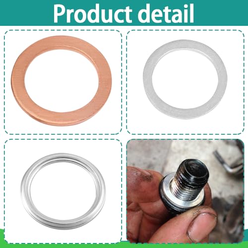 Image of 12PCS Differential Transfer Case Crush Washer Gasket Kit, Drain Plug Gasket, Oil Pan Drain Plug Washers Compatible with Toyota Lexus, Replaces OEM#9043024003, 1215710010, 90430A0003