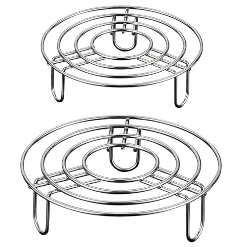 2 Stück Kochständer Runde,Edelstahl Einlegerost Kochständer,dämpfeinsatz,dampfeinsatz für Topf,topfuntersetzer Metall,Zubehör für Töpfe für Backen Kochen Braten