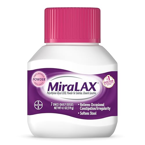 MiraLAX Laxative Powder Gentle Constipation Relief For Adults Stool Softener With Peg 3350 Nonstimulant Laxative No Harsh Side Effects Osmotic Laxative 7 Dose