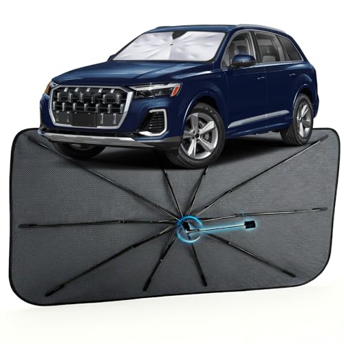 Image of Car Windshield Sun Shade for Audi Q7 2016-2026 -[Reflective Coated Fabric] Sunshade Umbrella for Front Window, Car Shades Sun Visor Keep Car Cool and Protects Interior, 1:1 Exact Fit
