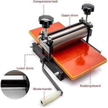 Manual Printmaking Rubbing Machine, Tabletop Printing Press Etching Tool for Woodblock and Copperplate Printing