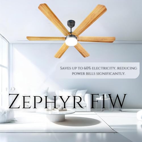 Image of XUGA Zephyr F1W Premium Smart 1200mm, BEE 5-star BLDC fan,6 Blade,Remote Ceiling fan for Home, 100% Copper Motor,Energy Saving, High Air Delivery,LED (Wooden)(5 Year Warranty)