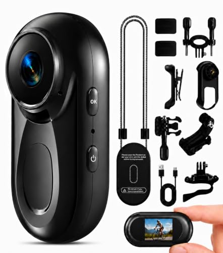 Image of Mini Body Camera 1080P, 512G Thumb Action Camera with Magnetic & 360 Clip