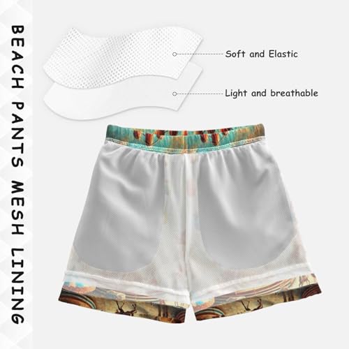 Park Horses Colorful Boys Swim Trunks Quick Dry Toddler Swimsuit Boy Board Shorts Swimwear Bathing Suits XL4