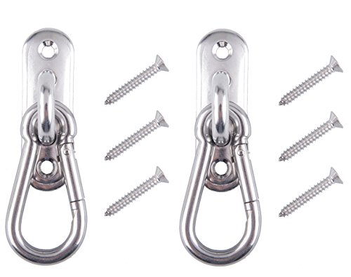 FaswinAZB 2 piezas en acero inoxidable ojo Pad soporte de anclaje con mosquetón