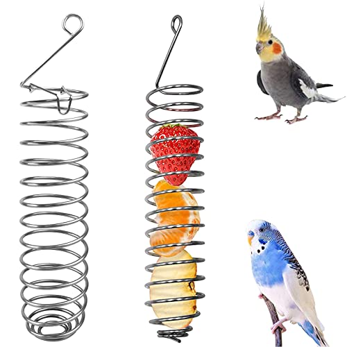 Fruchthalter Gemüse Spieß Vögel Obsthalter Vögel Lebensmittelhalter Papagei Vogel Futterkorb Hängend Obst Feeder Gemüse Halter Aus Edelstahl für Sittiche Conure Aras Liebesvögel Finken Mynah Cover