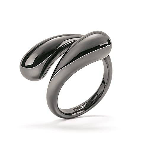 Bague femme Folli Follie acier noir taille 52 : élégance intemporelle et design épuré