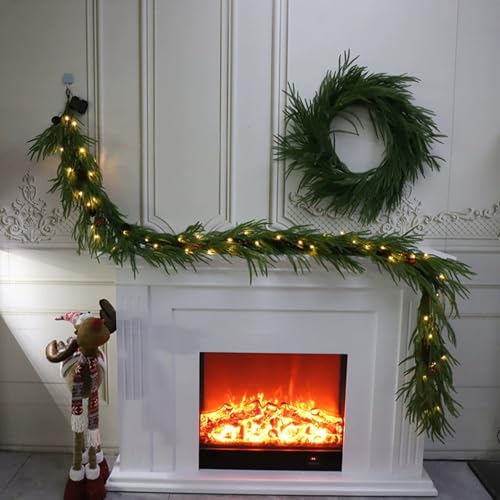 Guirlande de cèdre lumineuse 1,8m pour décoration de cheminée et Noël - 3