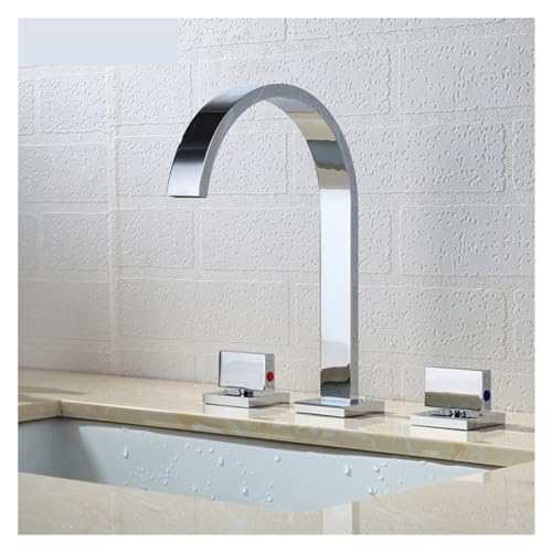 Robinet mélangeur 3 trous en laiton chromé pour lavabo de salle de bains rétro