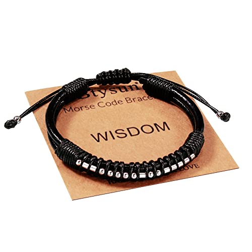Inspirational Gifts for Men Morse Code Bracelets Mens Bracelets Graduation Gifts for Him Fathers Day Adjustable Leather Bracelet Motivational Birthday Annivesary Jewelry Stocking Stuffers for Men