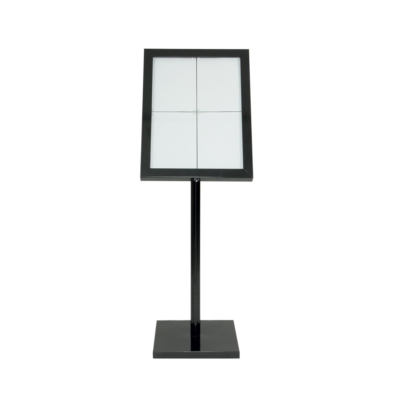 SECURIT - Porta folletos Exterior con Iluminación LED "Black Star" - Con Marco A2 + Poste + Base + Cable de 5 m + Mando a Distancia - En Acero - Restaurante, Cafetería, Bar - Negro | Marco A2 + Poste + Base + Cable de 5 m + Mando a Distancia - Acero - Res