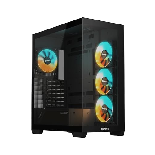 GIGABYTE C500 Panoramic Stealth - Black Mid Tower PC Gaming Case, vetro temperato, USB Type-C, 4 ventole ARBG incluse (GB-C500P ST)