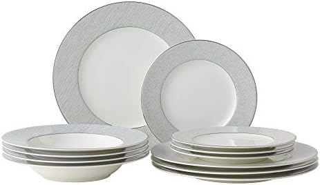 Amazon Brand - Umi Dinner Set (Silver Rim Set 4)